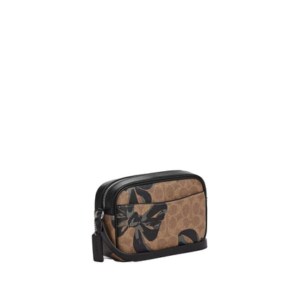 Coach Women's Mini Jamie Camera Bag In Signature Canvas With Bow Print Silver/Tan/Black Multi