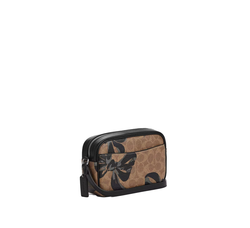 Coach Women's Mini Jamie Camera Bag In Signature Canvas With Bow Print Silver/Tan/Black Multi