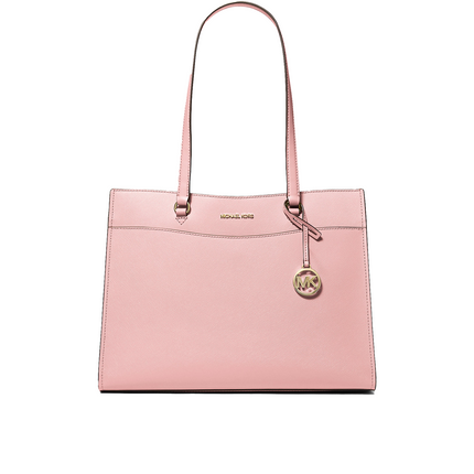 Michael Kors Women's Jet Set Travel Large Saffiano Leather Pocket Tote Bag Powder Blush/Gold