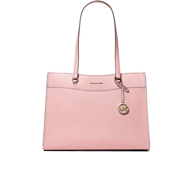 Michael Kors Women's Jet Set Travel Large Saffiano Leather Pocket Tote Bag Powder Blush/Gold