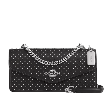 Coach Women's Klare Envelope Crossbody Bag With Rivets Black/Silver