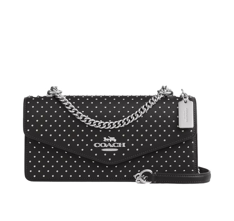 Coach Women's Klare Envelope Crossbody Bag With Rivets Black/Silver