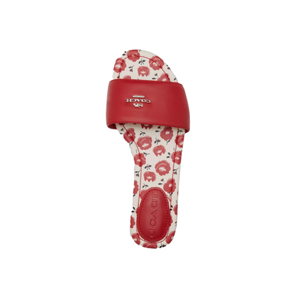 Coach Women's Slide Sandal With Floral Print Bold Red
