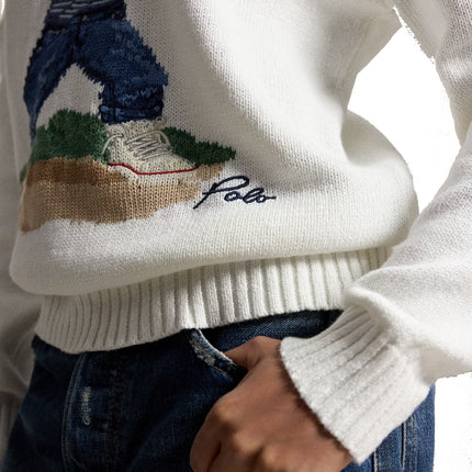 Polo Ralph Lauren Men's Polo Ralph Lauren Yankees Bear Sweater Deckwash White Combo