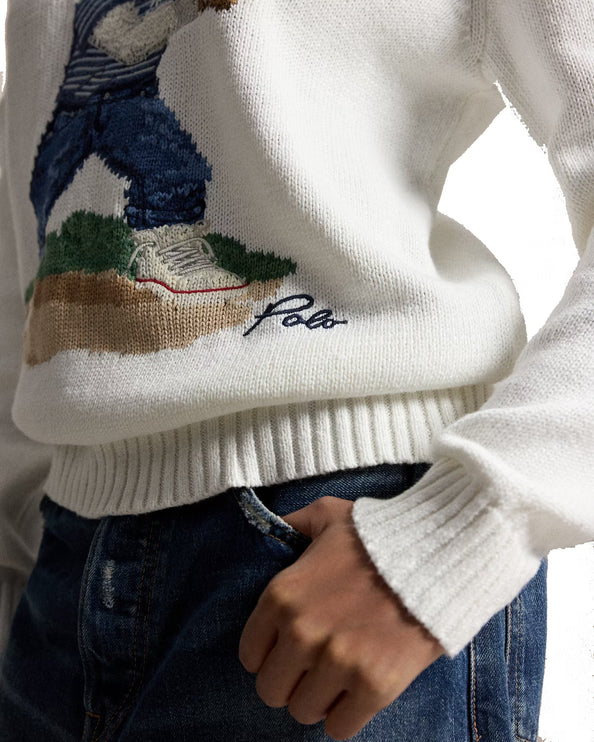 Polo Ralph Lauren Men's Polo Ralph Lauren Yankees Bear Sweater Deckwash White Combo