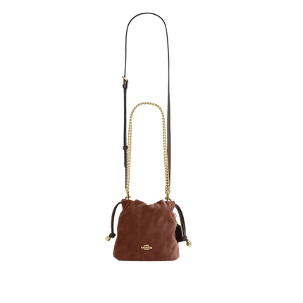 Coach Women's Faye Mini Drawstring Bag With Quilting Suede Gold