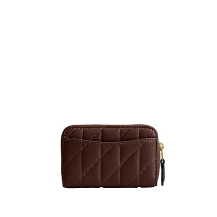 Coach Women's Essential Small Zip Around Card Case With Pillow Quilting Brass/Maple