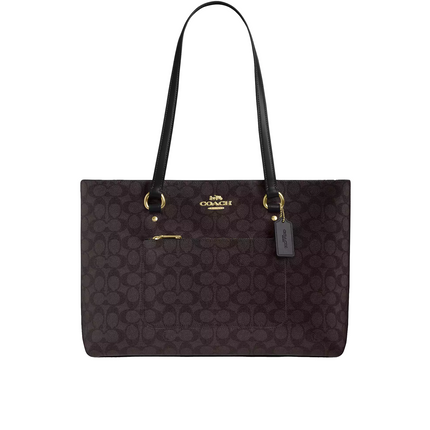 Coach Women's Station Tote Bag In Signature Canvas Gold/Walnut/Black