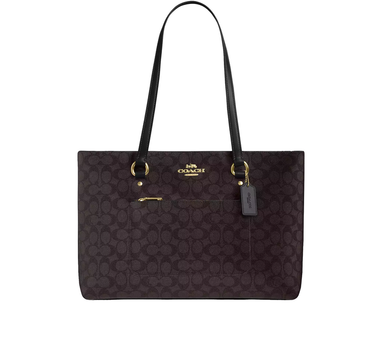 Coach Women's Station Tote Bag In Signature Canvas Gold/Walnut/Black