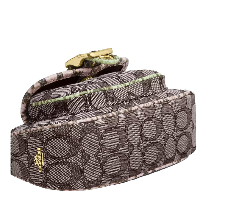 Coach Women's Ashton Mini Shoulder Bag In Signature Jacquard Snake Embossed Leather/Gold/Oak Multi