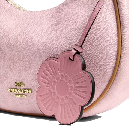 Coach Women's Emily Shoulder Bag In Signature Canvas With Charms Gold/Powder Pink