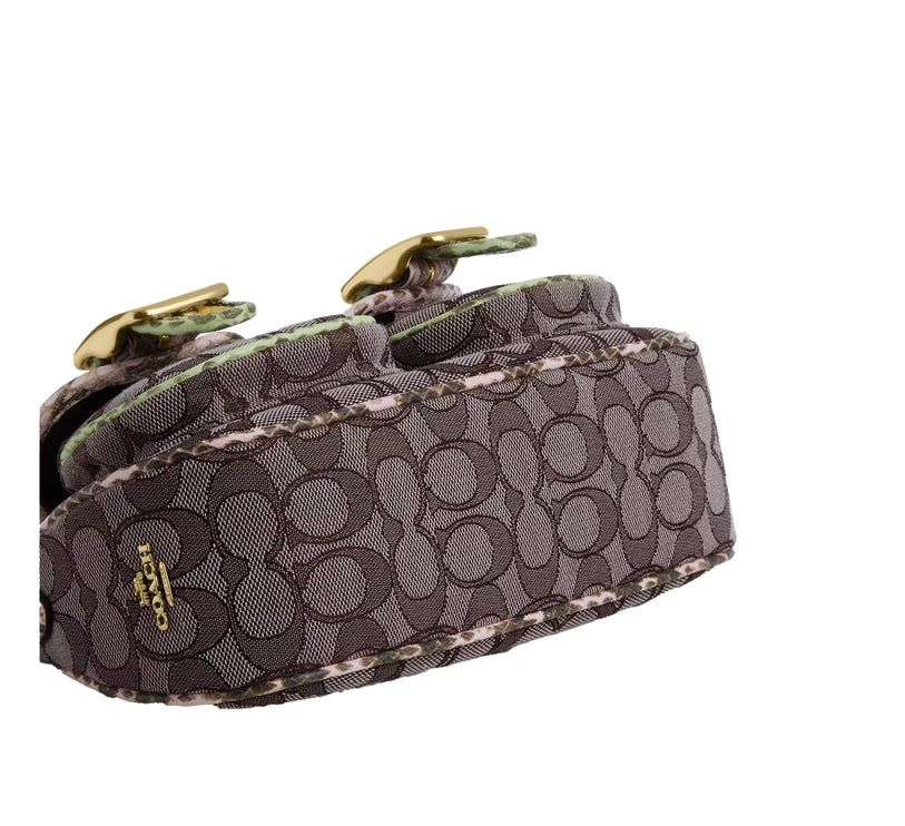 Coach Women's Ashton Shoulder Bag In Signature Jacquard Snake Embossed Leather/Gold/Oak Multi