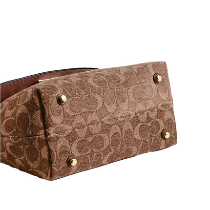 Coach Women's Emory Top Handle Bag In Signature Chenille Gold/Light Khaki/Vintage Brown