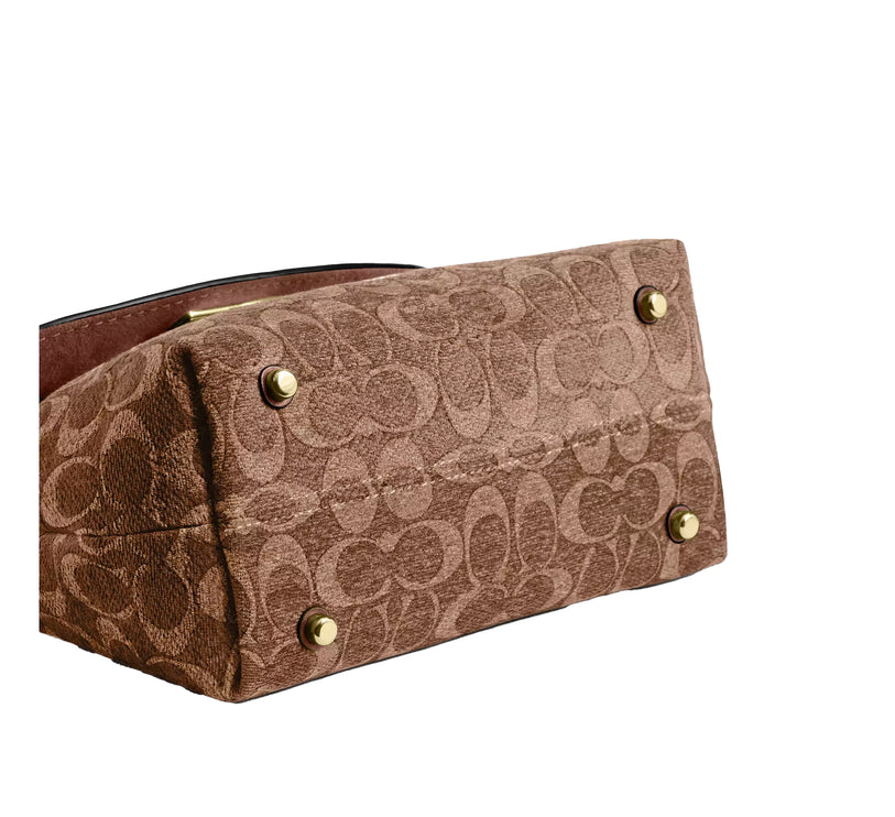 Coach Women's Emory Top Handle Bag In Signature Chenille Gold/Light Khaki/Vintage Brown