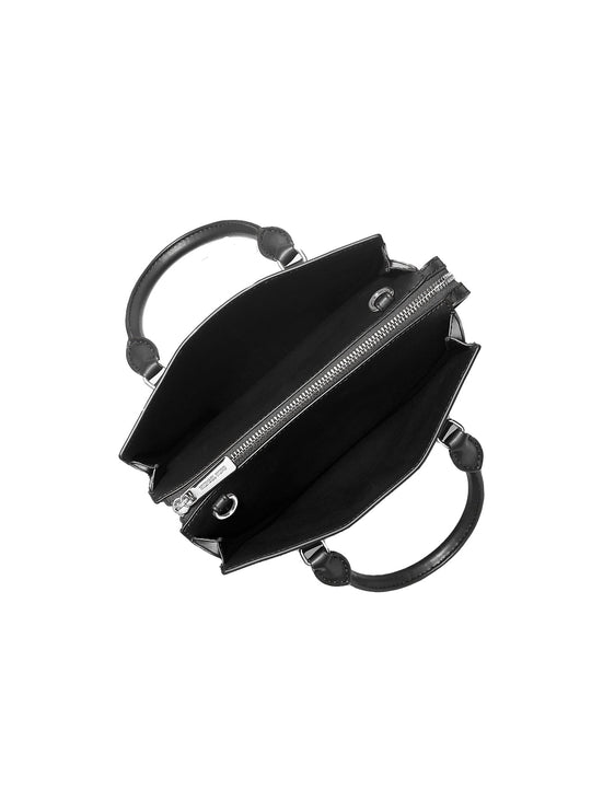 Michael Kors Women's Sheila Medium Faux Saffiano Leather Satchel Black Silver