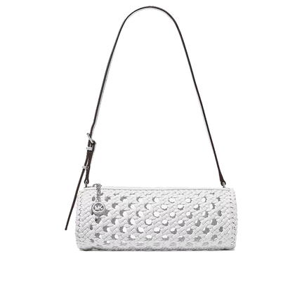 Michael Kors Women's Izzy Small Crocheted Barrel Pochette Optic White
