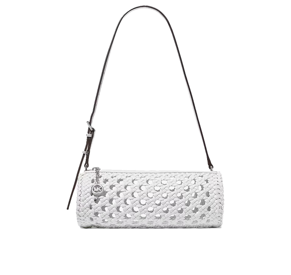 Michael Kors Women's Izzy Small Crocheted Barrel Pochette Optic White