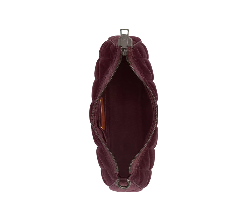 Coach Women's Teri Shoulder Bag In Organic Cotton With Quilting Gunmetal/Burgundy