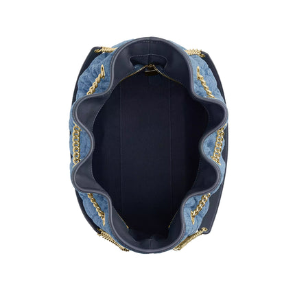 Coach Women's Evelyn Large Shoulder Bag In Regenerative Cotton With Quilting Gold/Indigo