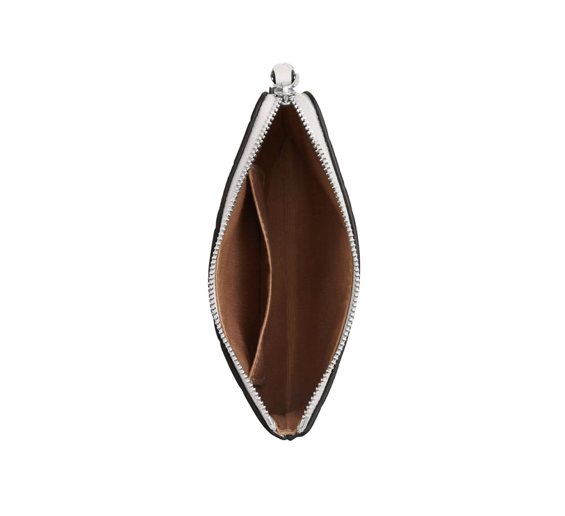 Coach Women's Corner Zip Wristlet With Cherry Print Silver/Chalk Multi