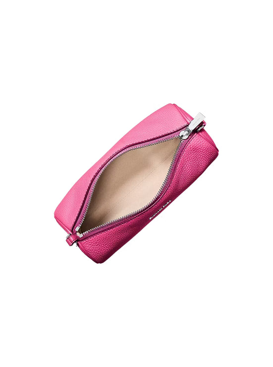 Michael Kors Women's Izzy Small Pebbled Leather Barrel Pochette Raspberry/Silver