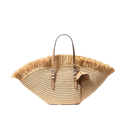 Michael Kors Women's Isa Small Hand-Crocheted Tote Bag Natural/Peanut