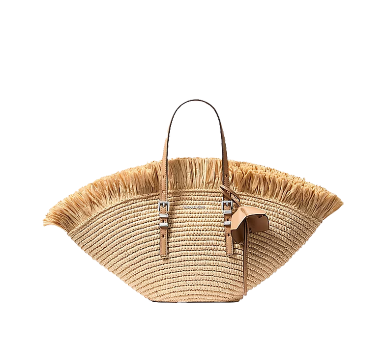 Michael Kors Women's Isa Small Hand-Crocheted Tote Bag Natural/Peanut