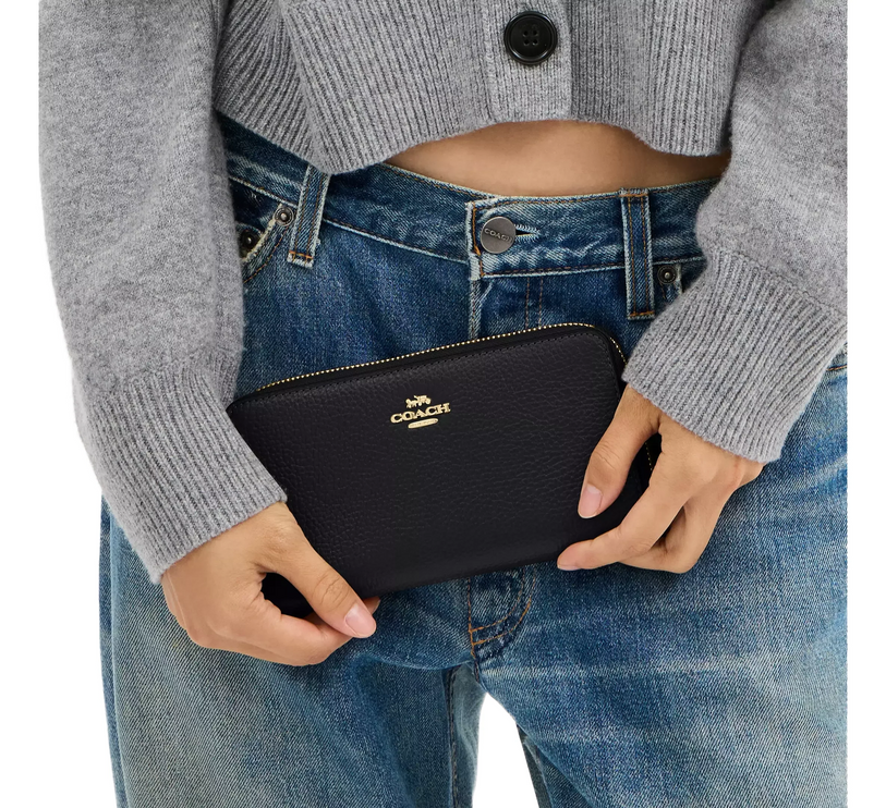 Coach Women's Long Zip Around Wallet With Detachable Card Case Gold/Black