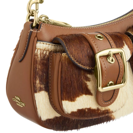 Coach Women's Ashton Shoulder Bag In Haircalf With Cow Print Gold/Cow Multi