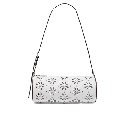 Michael Kors Women's Izzy Small Pebbled Leather Barrel Pochette Optic White/Silver