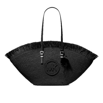 Michael Kors Women's Isa Large Hand-Crocheted Fan Tote Bag Black/Black