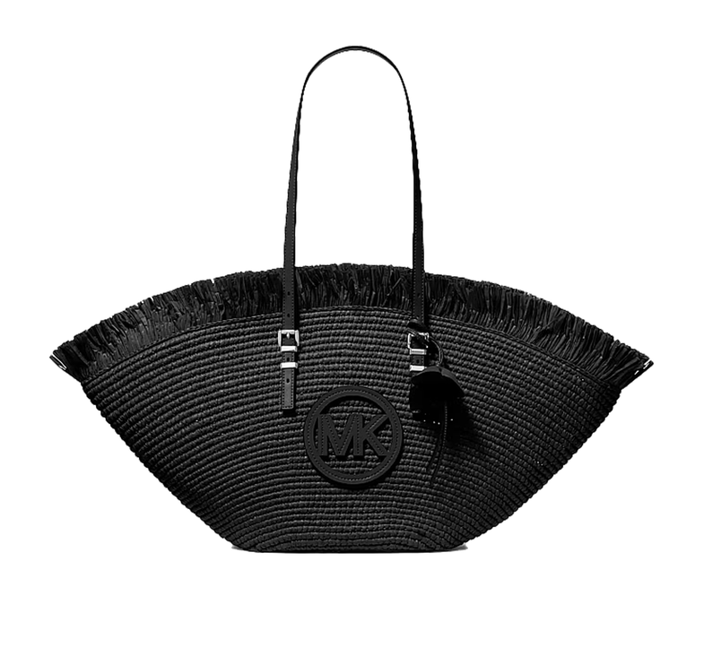 Michael Kors Women's Isa Large Hand-Crocheted Fan Tote Bag Black/Black
