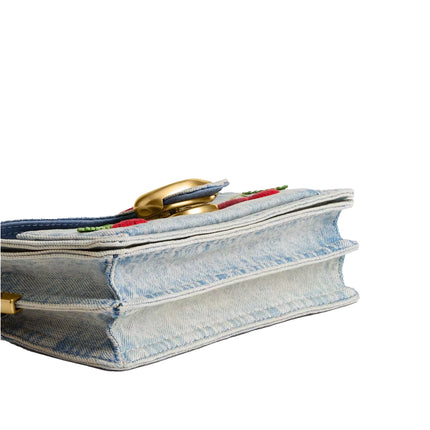 Coach Women's Tabby Shoulder Bag 20 With Cherry Embroidery Brass/Denim