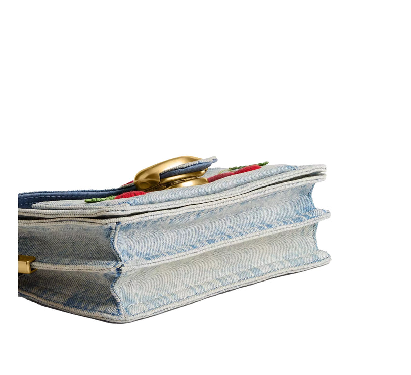 Coach Women's Tabby Shoulder Bag 20 With Cherry Embroidery Brass/Denim