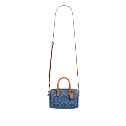 Coach Women's Mini Rowan Crossbody Bag In Signature Denim Gold/Indigo