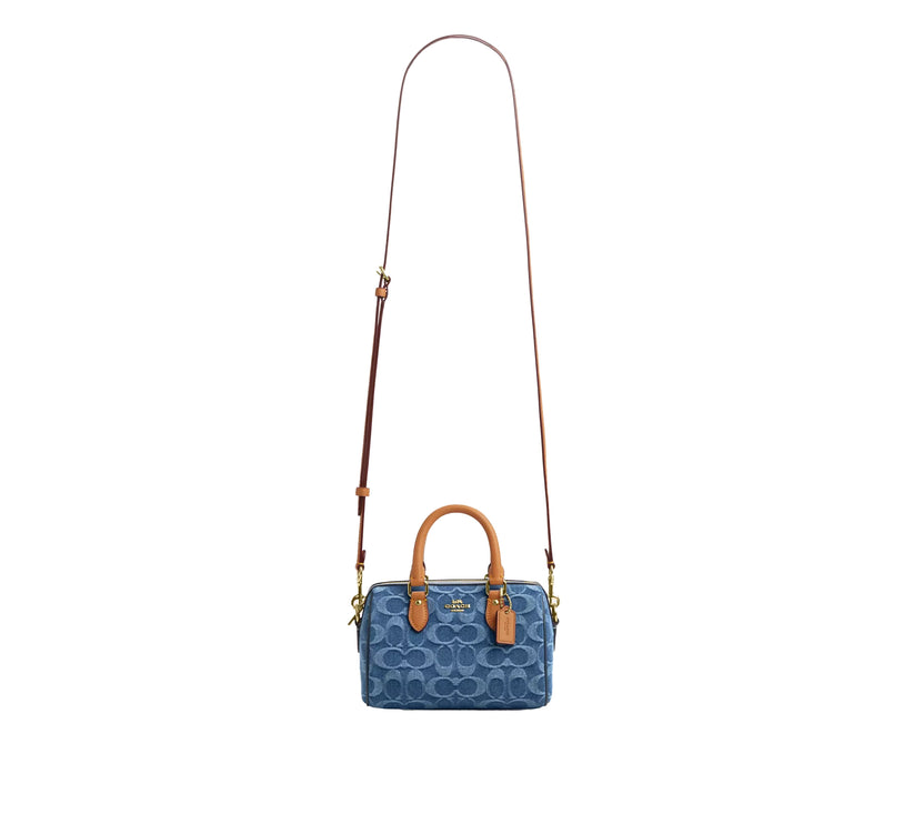 Coach Women's Mini Rowan Crossbody Bag In Signature Denim Gold/Indigo