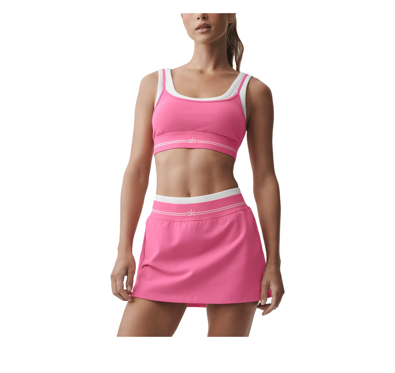 alo Women's Airbrush Better Together Bra Paradise Pink/White