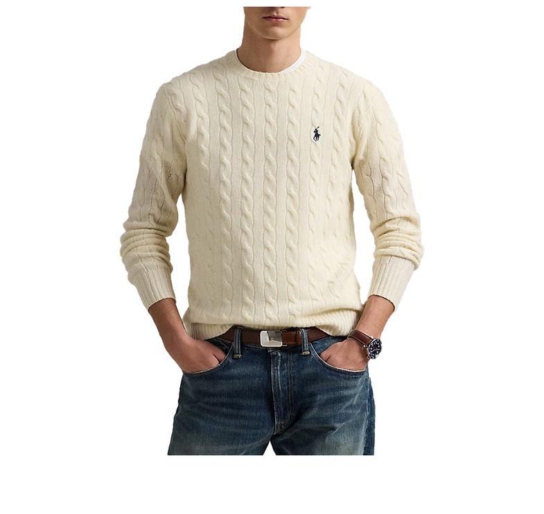 Polo Ralph Lauren Men's Cable-Knit Wool-Cashmere Sweater Andover Cream