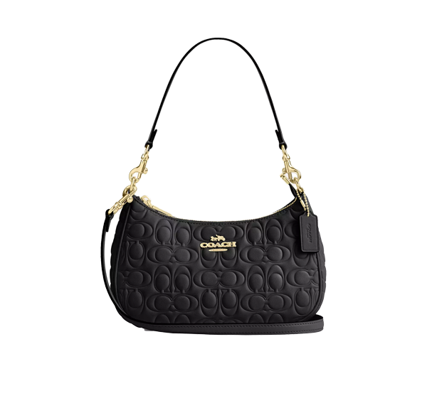 Coach Women's Teri Shoulder Bag In Signature Leather Gold/Black