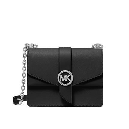 Michael Kors Women's Greenwich Small Saffiano Leather Crossbody Bag Black/Silver