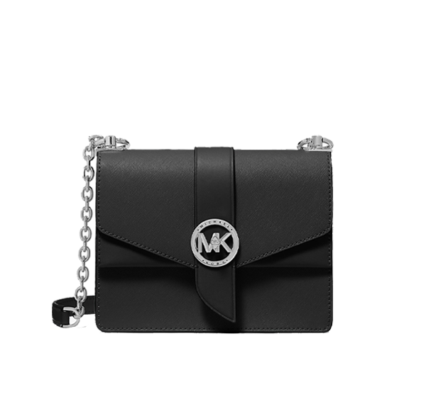 Michael Kors Women's Greenwich Small Saffiano Leather Crossbody Bag Black/Silver