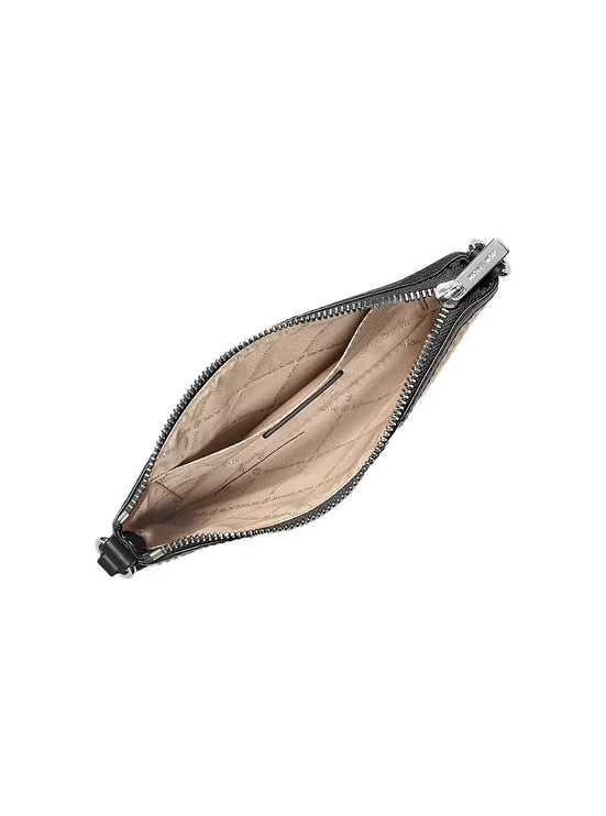 Michael Kors Women's Jet Set Travel Small Woven Wristlet Black/Silver