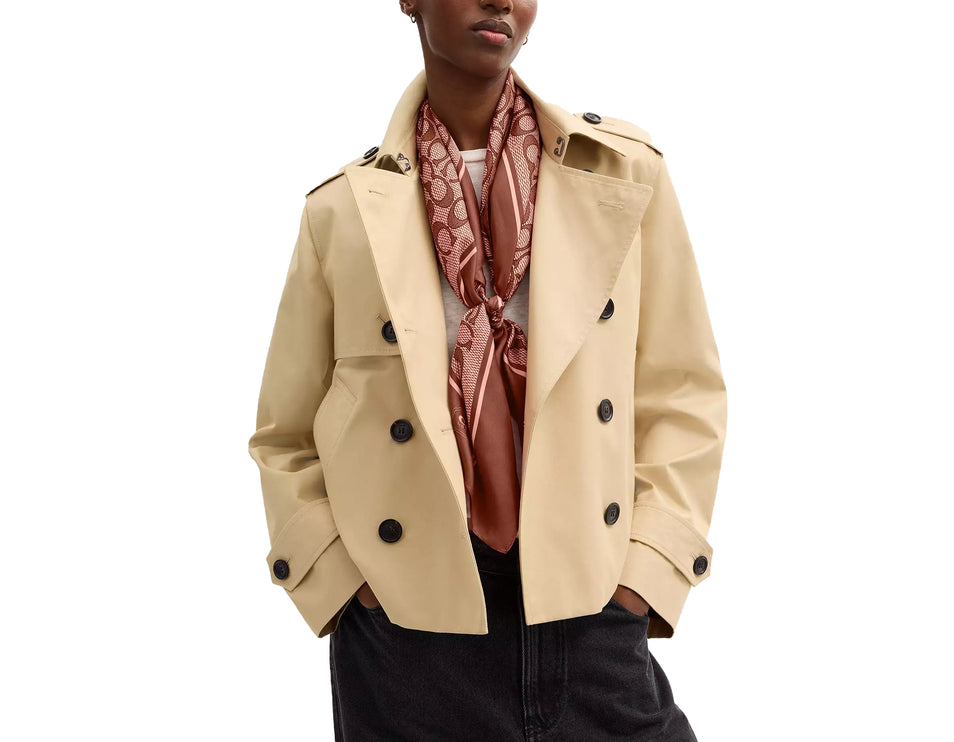 Coach Women's Textured Signature Print Silk Square Scarf Pecan