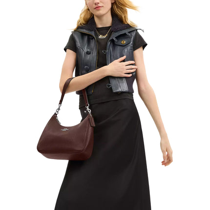 Coach Women's Teri Hobo Bag Pebbled Leather Silver