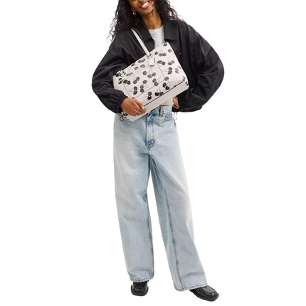 Coach Women's Station Tote Bag With Cherry Print White/Silver