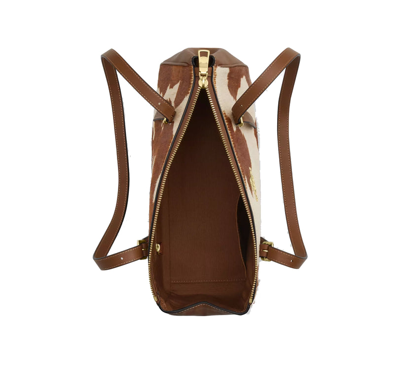 Coach Women's Asher Shoulder Bag In Haircalf With Cow Print Gold/Cow Multi