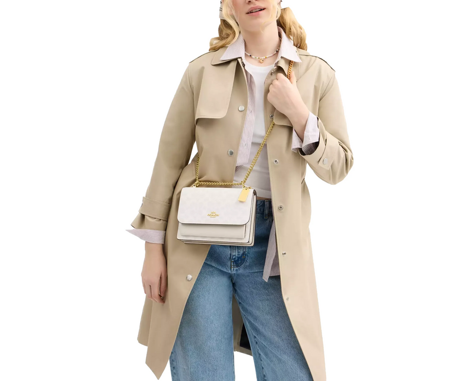 Coach Women's Klare Crossbody Bag In Signature Canvas Gold/White/Chalk