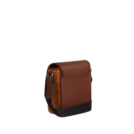 Coach Unisex Lucas Crossbody Bag In Signature Suede Qb/Caramel Sable