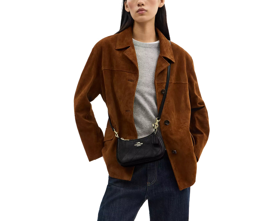 Coach Women's  Teri Mini Crossbody Bag With Quilting Gold/Black