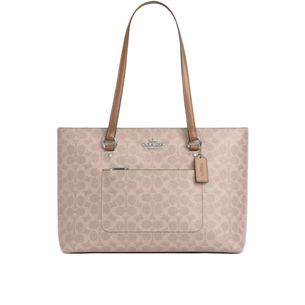Coach Women's Station Tote Bag In Signature Canvas Silver/Sand/Taupe